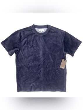 Tenore Men's Velour Short Sleeve Shirt Navy Blue Size M Medium NEW